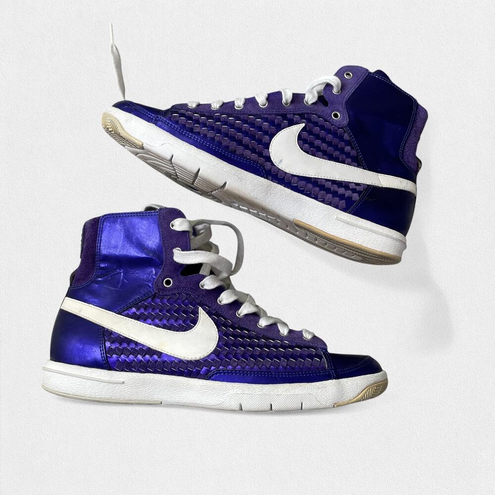 Vintage 2007 Nike Blazer Purple Metallic Woven Hightop Women's 7